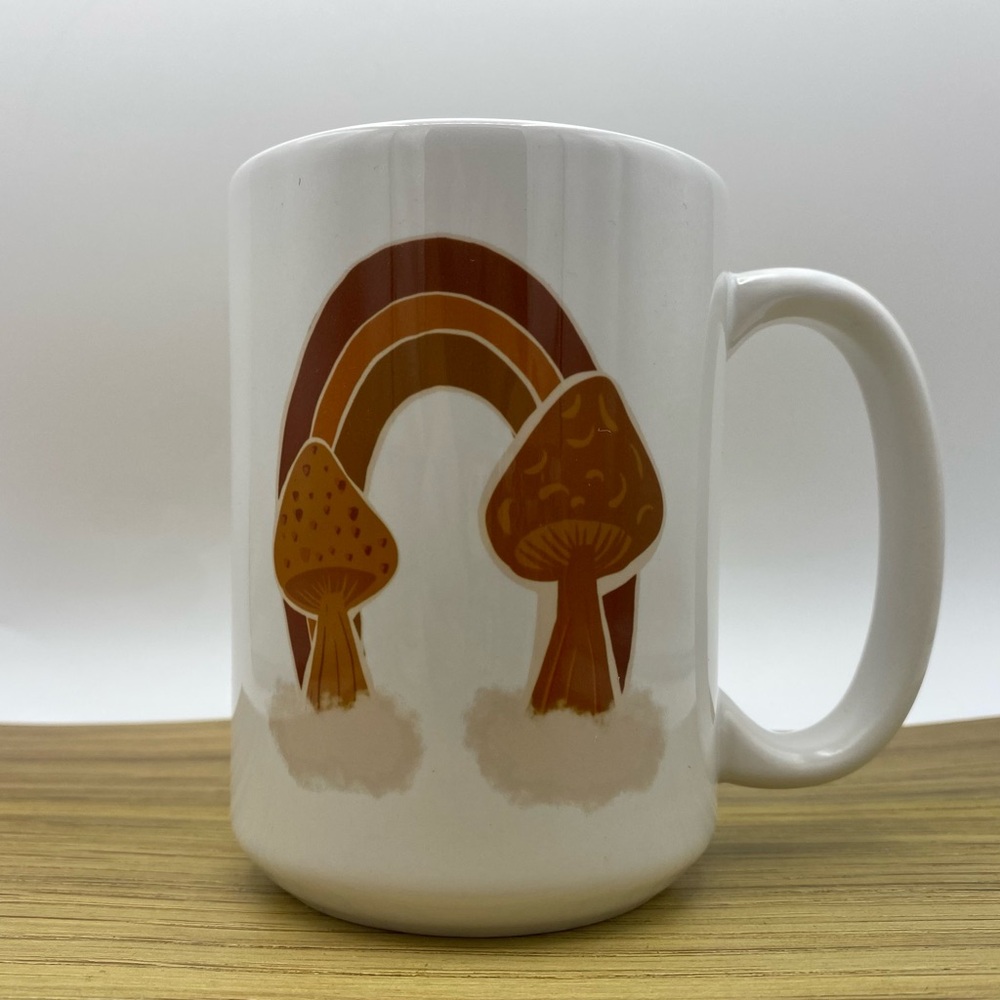 Orca Coatings Mushroom Coffee Mug Cup White Brown Cottagecore 4 Inch Decor Gift